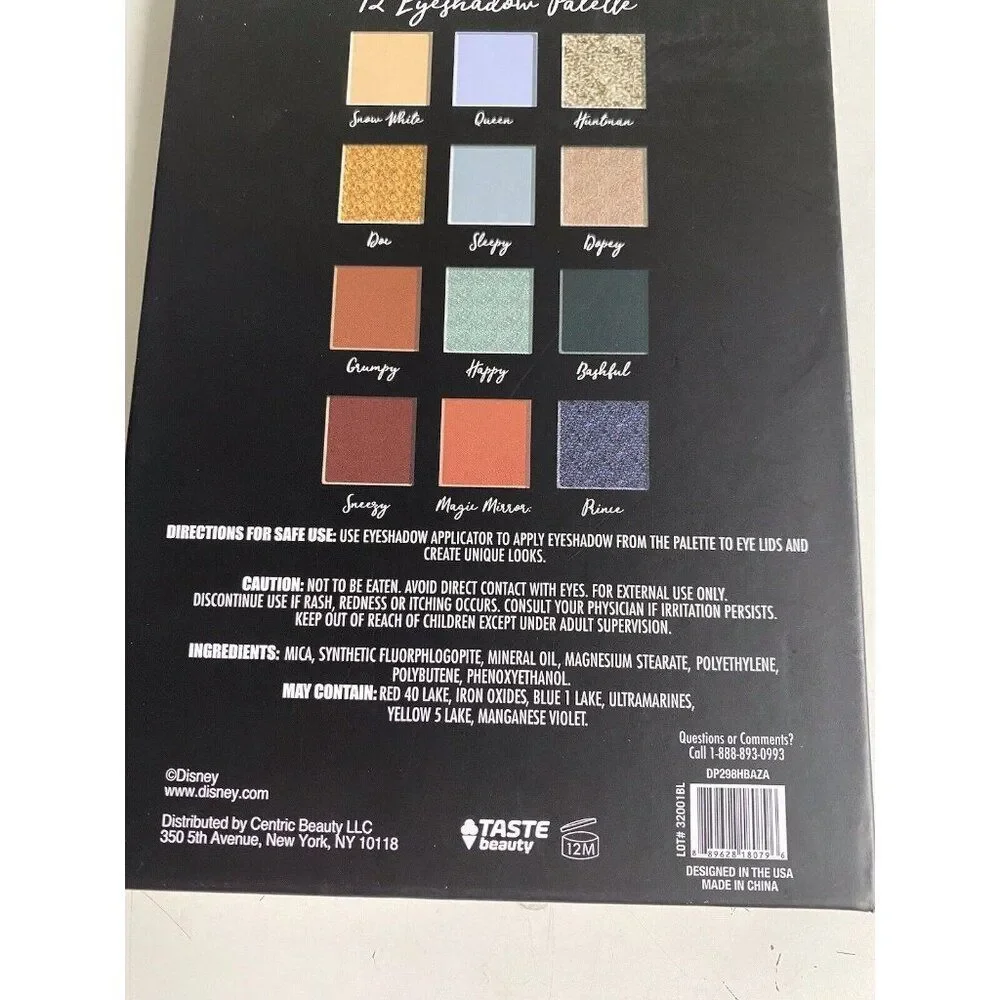 Taste Beauty Disney Snow White & Seven Dwarfs Eyeshadow Palette 12 Shades Mirror
